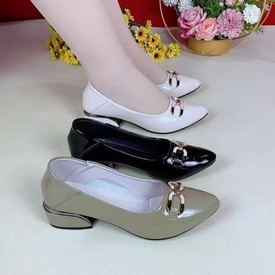 Work Single Shoes Women's 2025 Spring New Soft-soled Wear-resistant Bright Leather Women's Small Leather Shoes Pointed Comfortable Women's Shoes