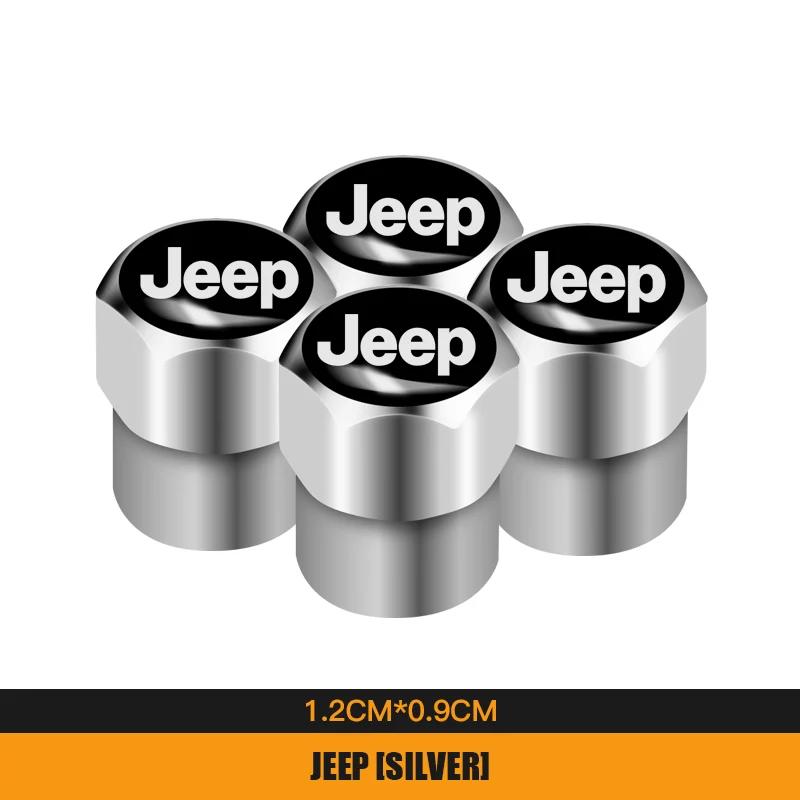 För Jeep 4st Metall Bilhjul Däckventiler Kapslar Vattentät Dammtät Skydd För Jeep Grand Cherokee Wrangler JK Gladiator Compa