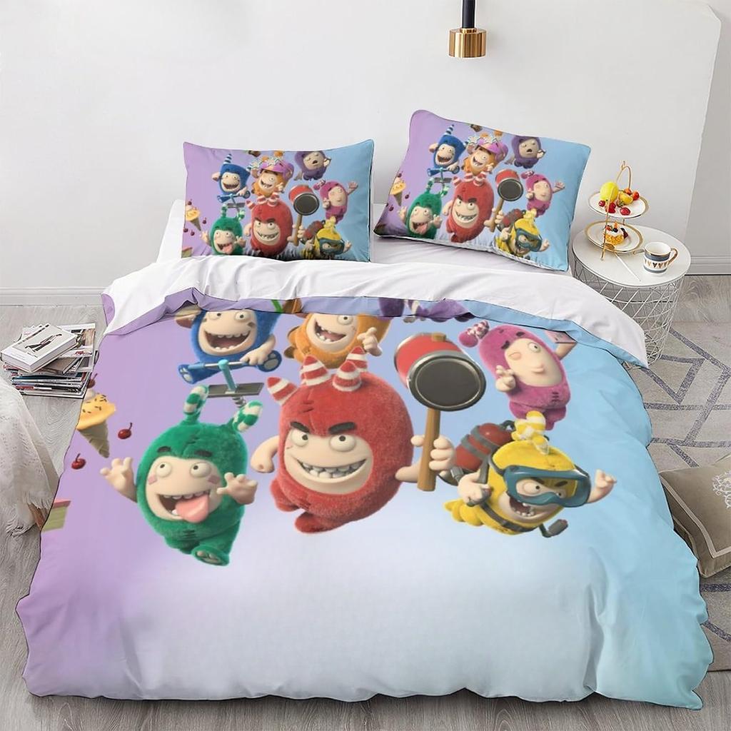 3D Printed High-quality Cartoon Down Duvet Cover for Children, Adults, Modern Ultra-fine Fiber Duvet Cover with Zipper and Pillo
