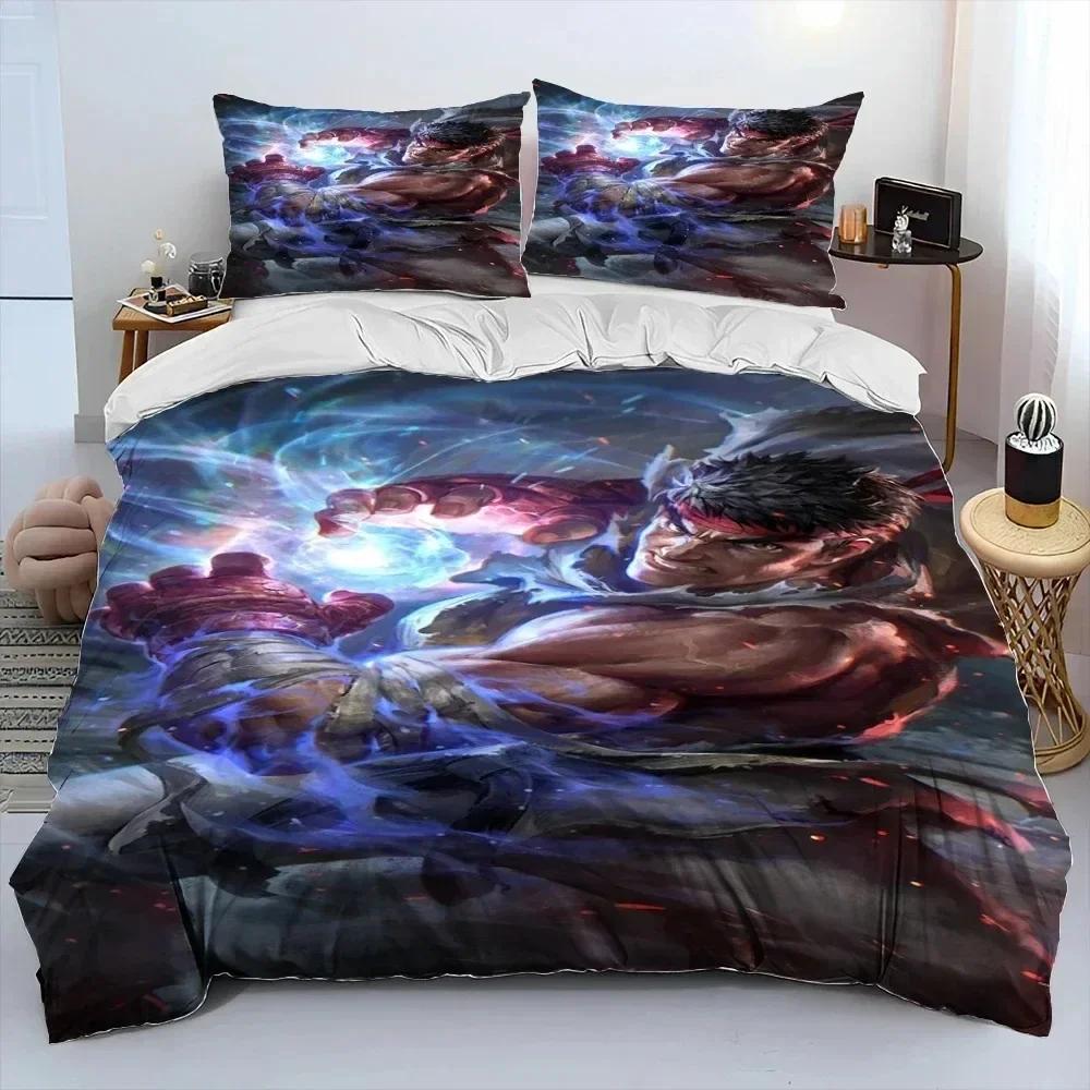 3D Print Street Fighter Retro Game Bedding Set Duvet Cover Bed Set Quilt Cover Pillowcase Comforter King Queen Size Boys Adult