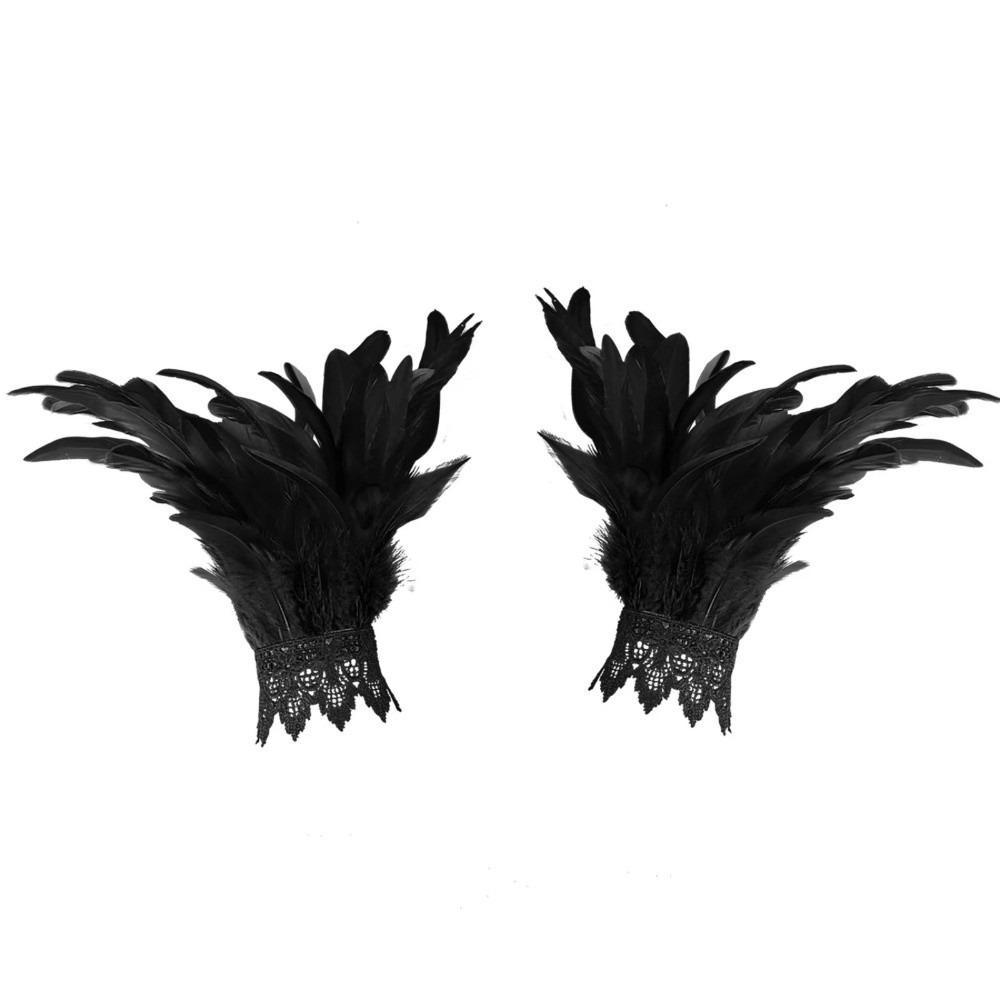 Adjustable Fluffy Feather Wrist Cuffs Black Plume Bracelet New Wristband Themed Party