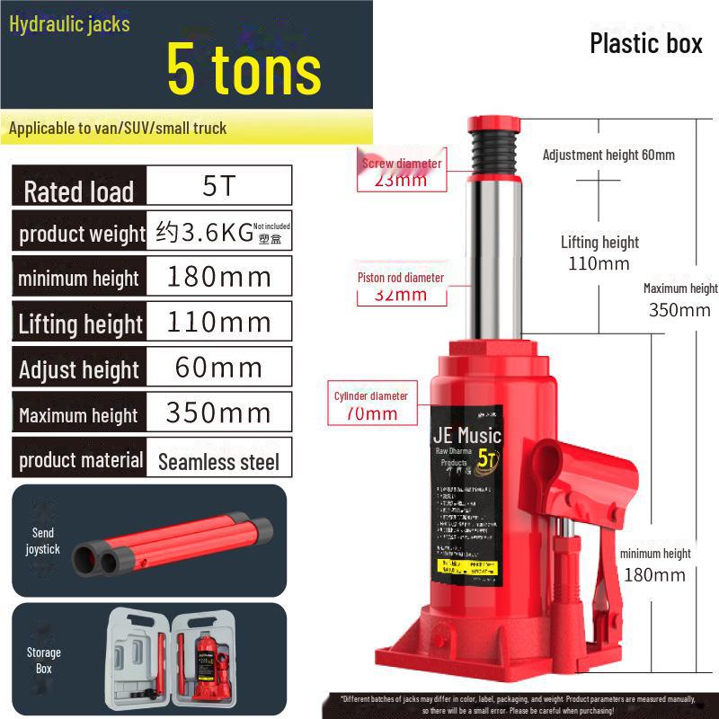 Jiajiale 2-тонный гидравлический автомобильный домкрат с 5-тонной ручкой для грузовика