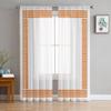 Cortinas Voile Transparentes con Patrón Geométrico Rojo de Llave Griega para Ventana de Salón, Cortina de Tul de Chifón para Cocina, Dormitorio, Cortinas Decorativas para el Hogar