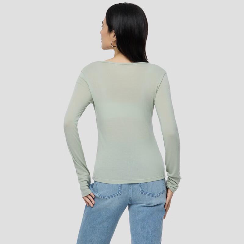 Gap Camiseta de manga larga para mujer con logo bordado y mezcla de lyocell