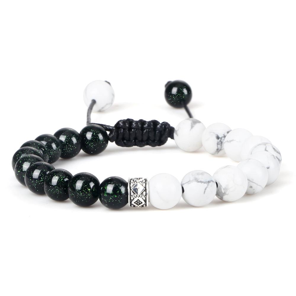 Volcanic Rock & White Turquoise Snowflake Bracelet Set