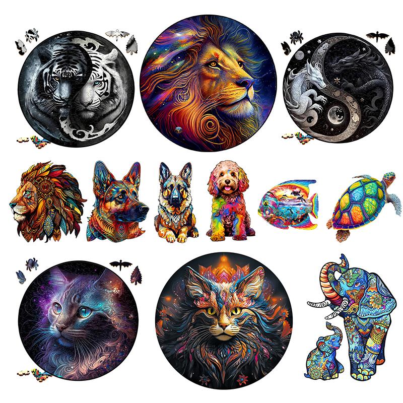 Wucifang Bags Unisex Lion Wooden Puzzle Ideal For Adults Animal Wooden Puzzles 3D Wooden Playthings Ideal For Children Jigsaw Concentration Education Toy Gifts