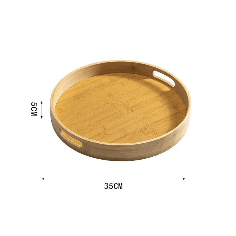 Bamboo Rectangular Round Tea Tray Simple Wooden Storage Trays Hotel Home Breakfast Dessert Food Serving Tray Kitchen Supplies