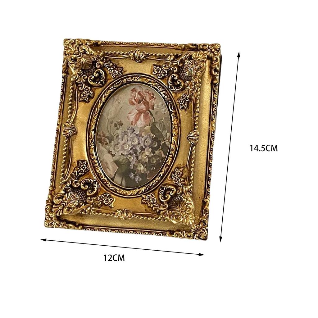Retro Style Ornate Picture Frame Floral Embossed Tabletop Wall Mounted Ornament Baroque Photo Frame for Wedding Hallway New Year