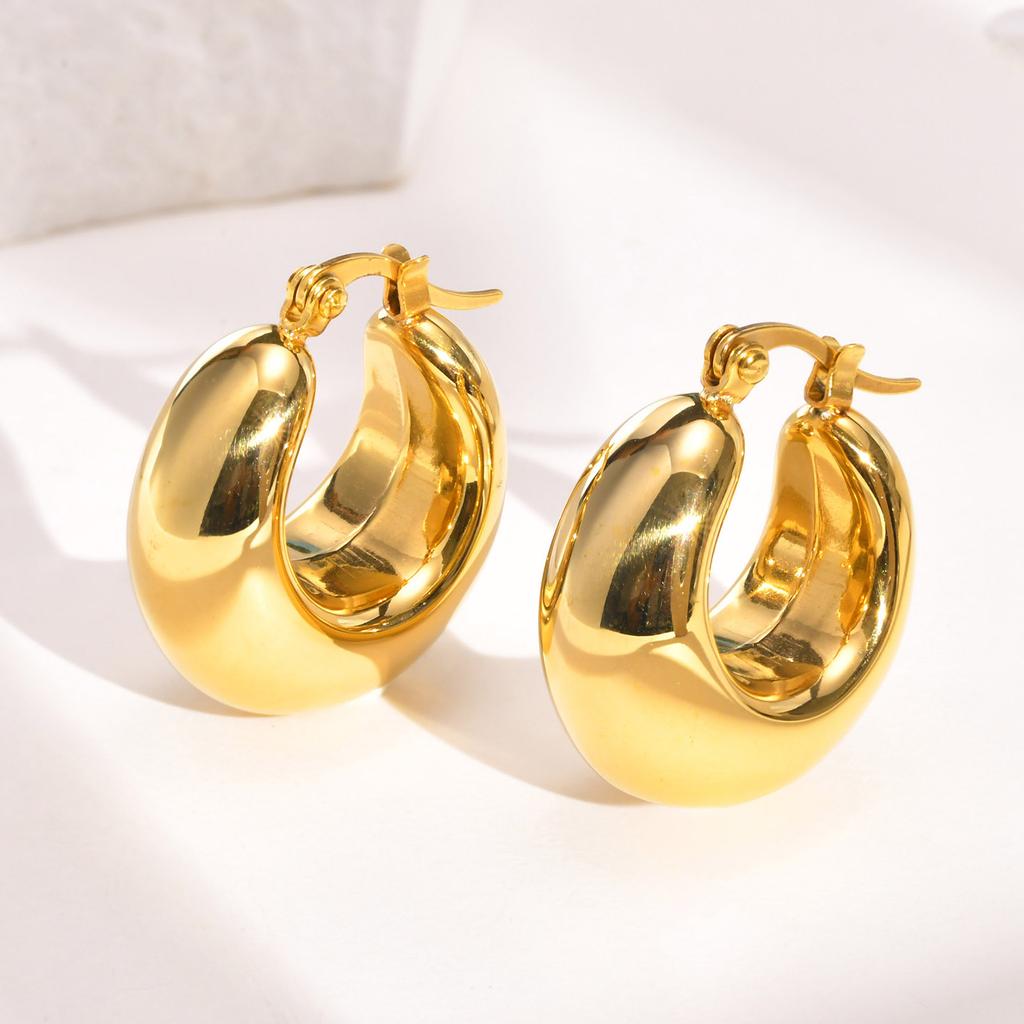 Simple Hollow U-Shaped Earrings for Women Stainless Steel Infinity Earrings 18k Gold Plated Daily Jewelry Gift