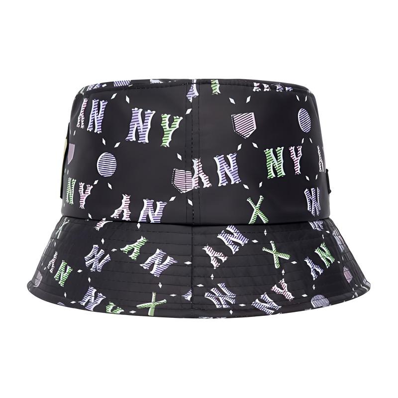 MLB New York Yankees cotton monogram print bucket hat, black 3AHTM0523-50BKS