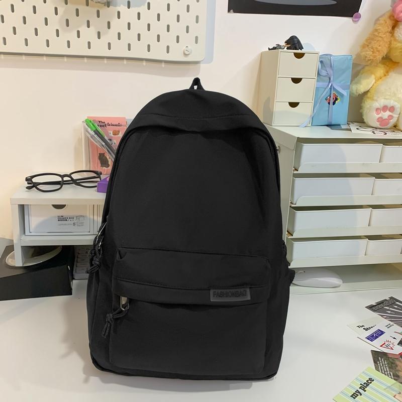 

Женская школьная сумка, водонепроницаемый школьный рюкзак большой емкости, гладкая молния, однотонный повседневный рюкзак для девочек-подростков, студенческая поставка чёрный