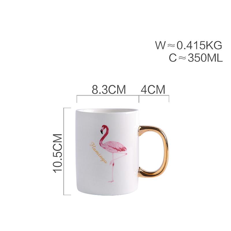 

350ml Flamingo Mug Ceramic Milk Mug with Golden Handle Porcelain Water Cup Breakfast Juice Mug Drinkware 350ml