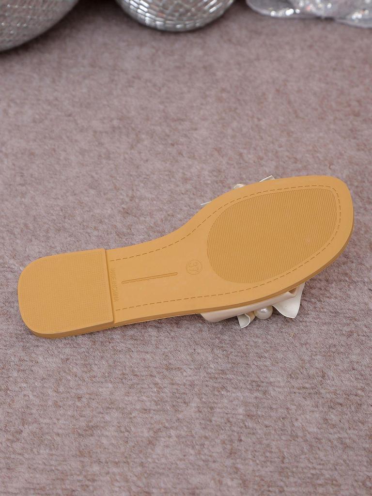 2026 New Women's Pearl Lace Thin Strap Summer Sandals: Plus Size Beach Slippers for Outdoor Wear