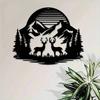 Metal Mountain Deer Wall Art, Outdoor Indoor Decor for Living Room Office Cottage Terrace, Rustic Nature Theme