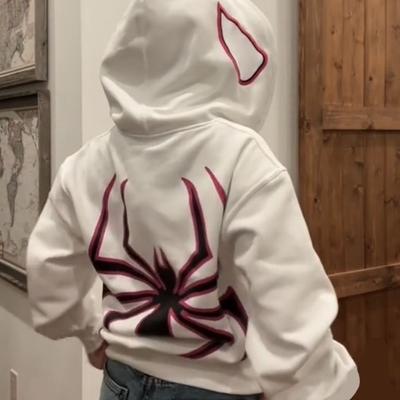 Felpa con cappuccio e zip intera Ragno Donna Uomo Streetwear Harajuku Grafica Giacca Oversize Maglia con cappuccio Punk Gotico Y2K Vestiti Felpa