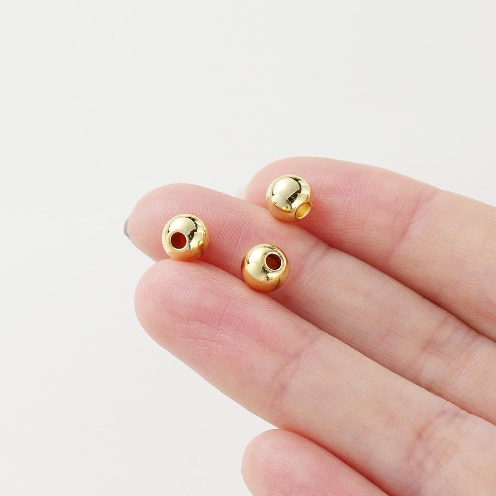 20-100 Stück 14K 18K Gold Platin Beschichtet Rund Lose Abstandhalter Kupferperlen Endperlen Für Diy Schmuck Halskette Perlenzubehör