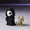 Matte Black And Beige Desktop Decor Halloween Ghost with Skeleton Dog Statues, Gothic Skull Resin Style Home Accessories Sculpture Ornaments,