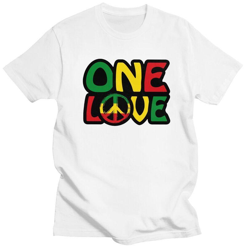 Custom ONE LOVE With Peace Symbol T Shirt for Men Tshirt Casual Tees Jamaican Reggae Tshirt Clothing