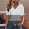 Women T Shirt Simple Stripe 3d Print T-shirt Women Fashion Blue V-Neck Short Sleeve Summer Tops Tees Women Clothing Oversized