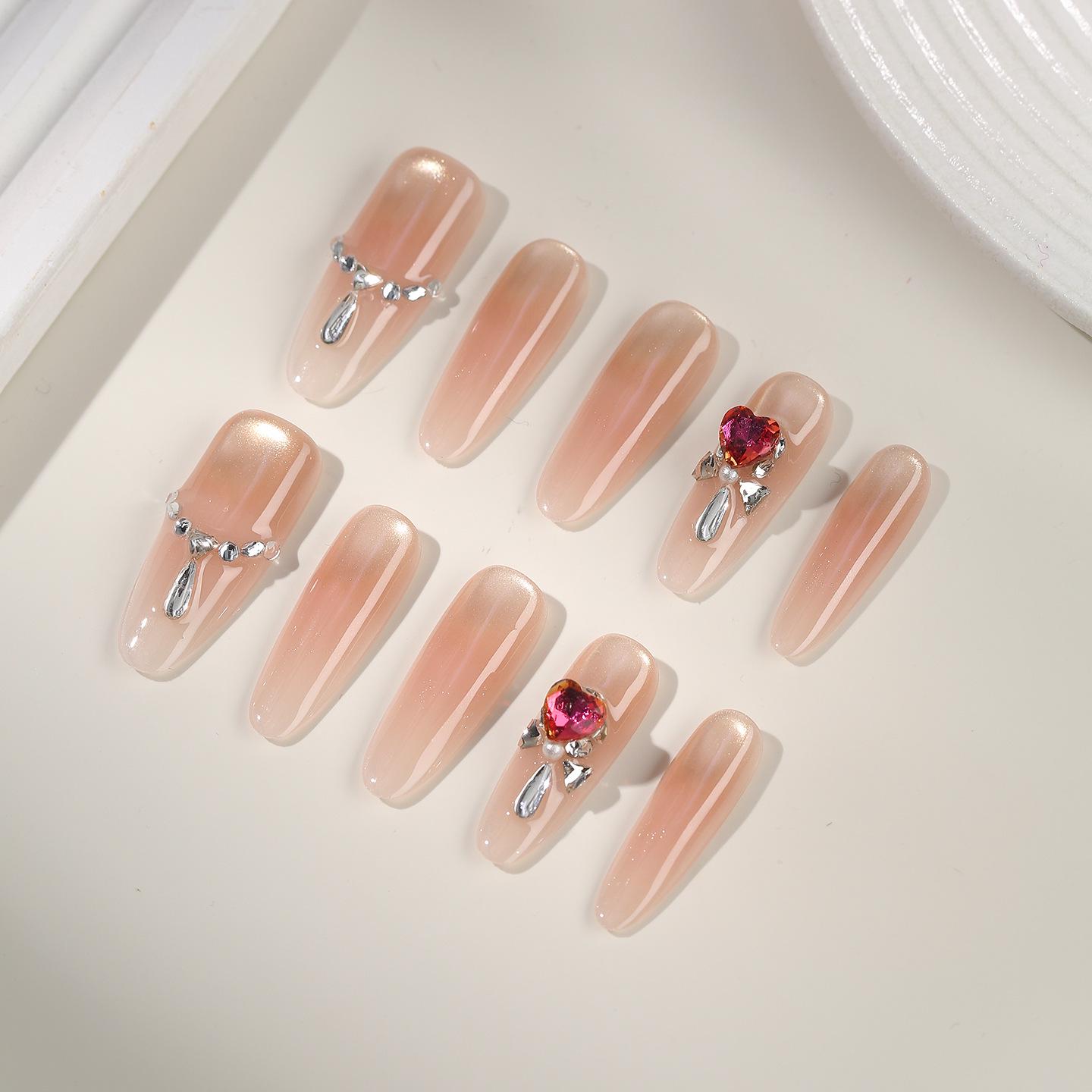 Zhuoshimei Handmade Wearable Transparent Nail Patches - Luxury Whitening Manicure XS - Ideal for Small Hands