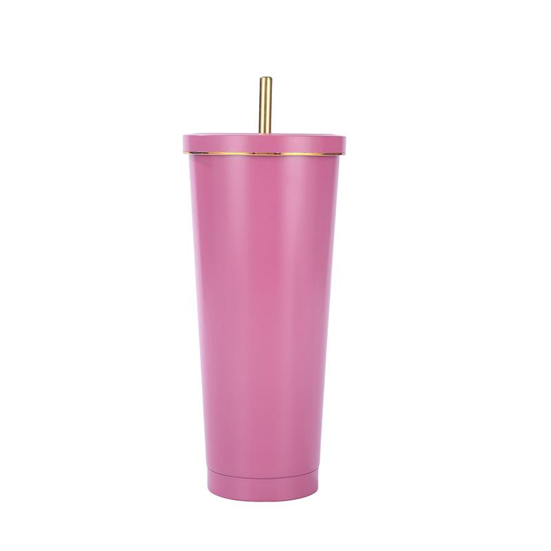 500/750ml Stainless Steel Mug with Straw Reusable Flask Metal Coffee Milk Water Bottle Office Portable Large Capacity Thermos