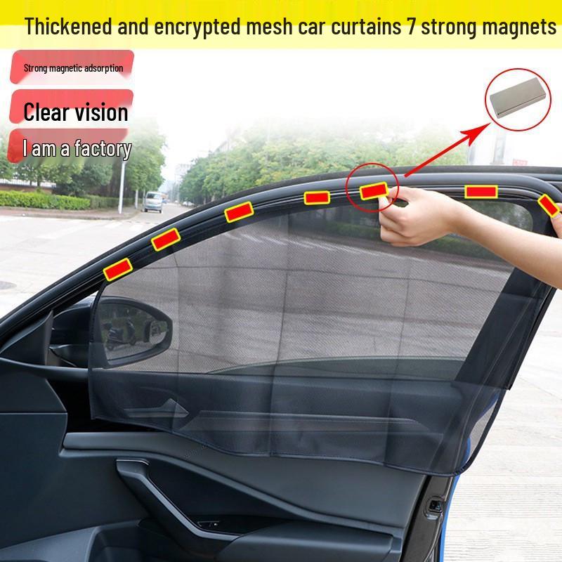 Magnetic Car Sunshade - Full Coverage Mesh for Side & Rear Windows, Heat Insulation & UV Protection