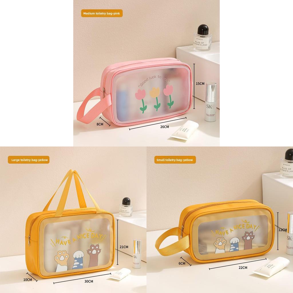 Modern Minimalist Pvc Travel Toiletry Bag With Large Capacity For Cosmetics And Accessories