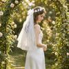 Soft Flower Headband Lightweight Garland Head Veil Photography Props Wedding Veil  Bridal
