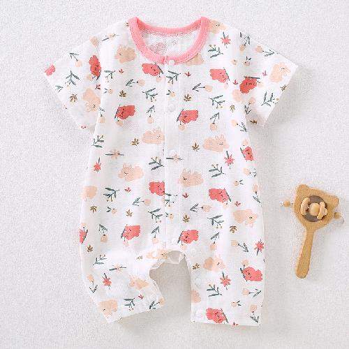 Tute in Cotone Traspirante per Neonati Tuta Estiva a Manica Corta per Neonato Bambino Bambina Tutine Morbide Monopezzo