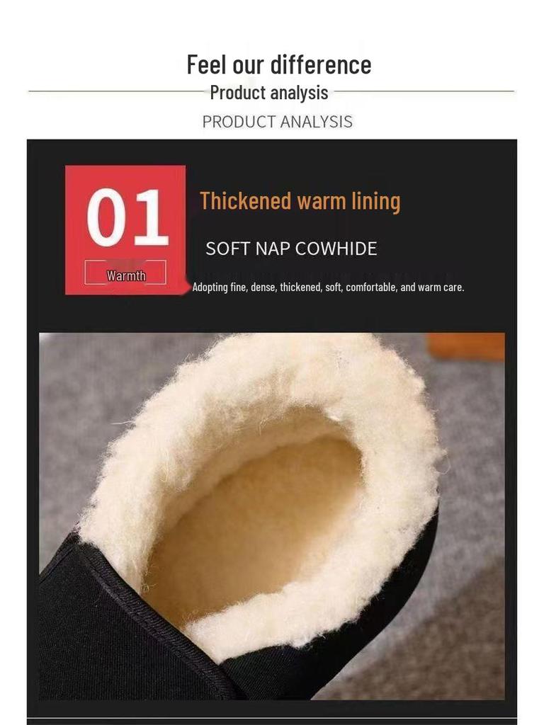 Handmade High-Top Men's Snow Boots with Thick Cotton and Wool Lining for Winter