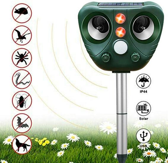Repelente ultrasónico de animales con energía solar para exteriores