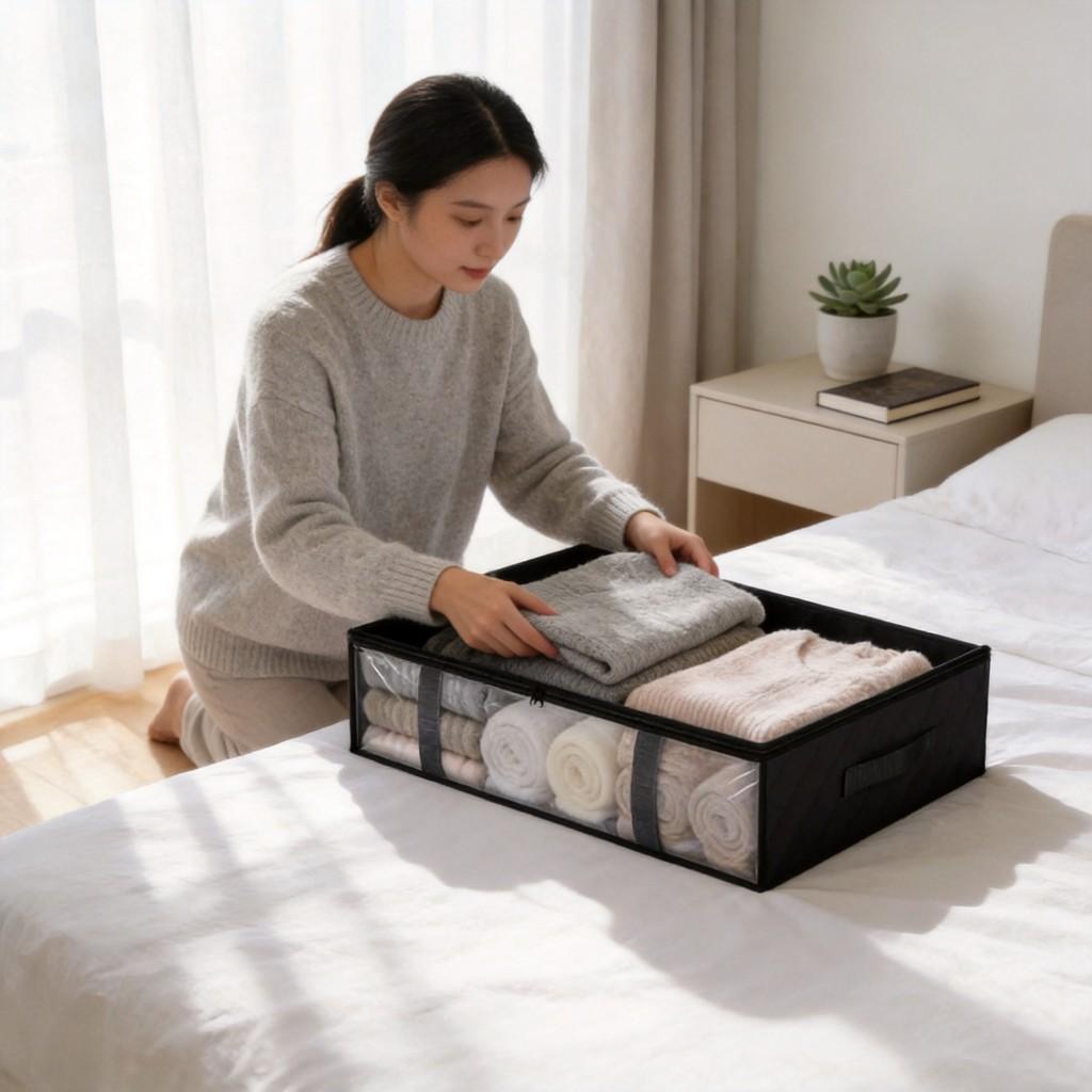 Modern Foldable Nonwoven Fabric Storage Bag For Bedroom Closet Organization
