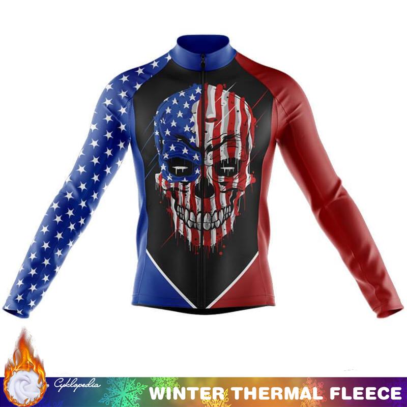SKULL Cycling Jersey Fleece Outfit 2026 Winter Thermal Mens Clothes Uniform Man Road Bikes Men Retro Clothing Men's Biking Cycle