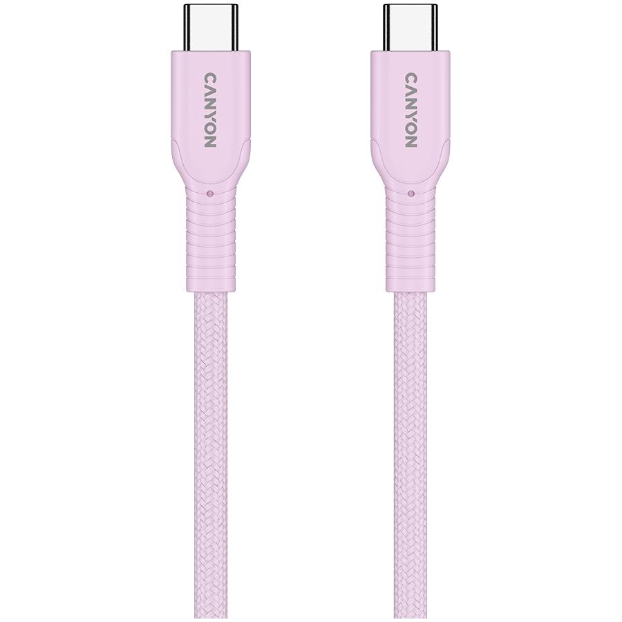 Canyon kabel onwire 60cl c-c 60w  w oplocie 1m różowy