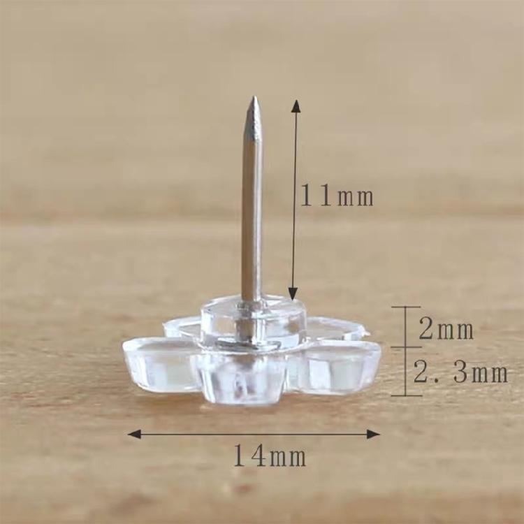 Pack of 100 Clear Flower Push Pins for Office Bulletin Board Cork Board Notice Board Pin Flat Head Push Pins for Hanging
