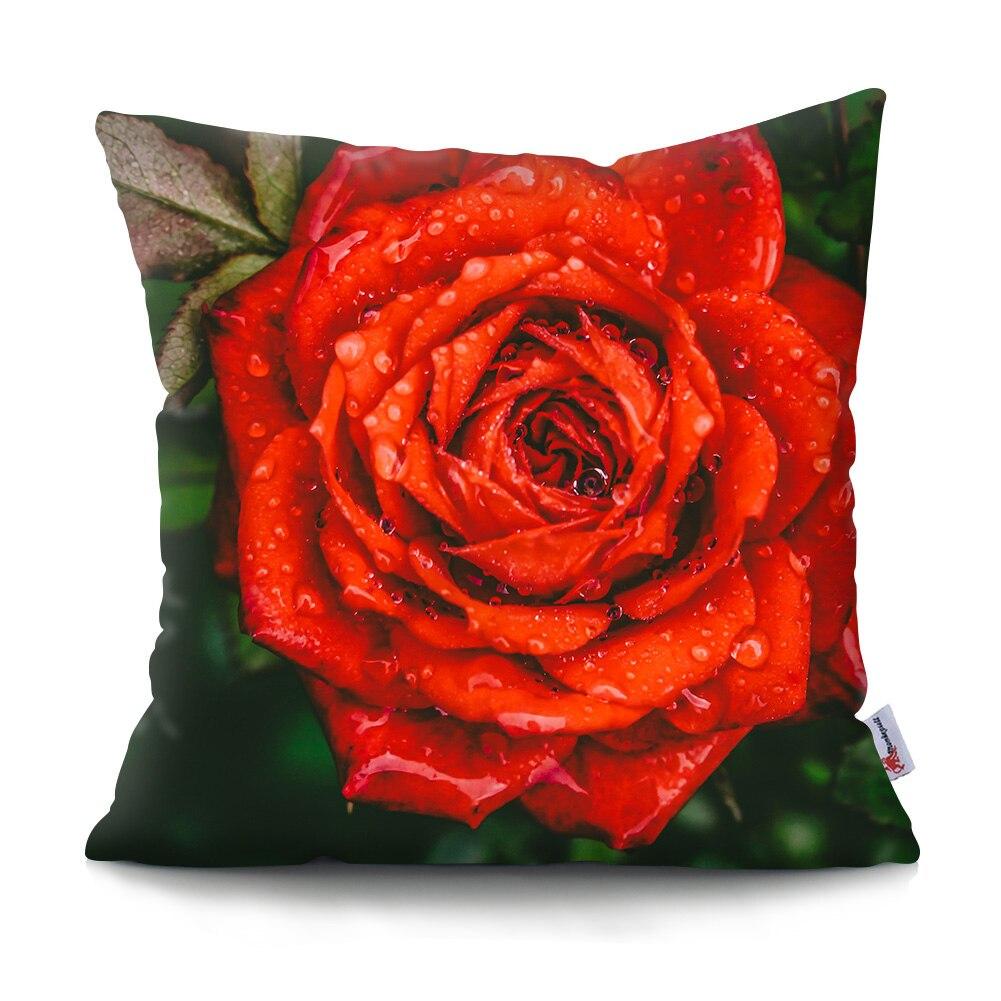 Mote Rose Putetrekk Polyester Print Putetrekk Beautiful Flower Home Decor Putetrekk