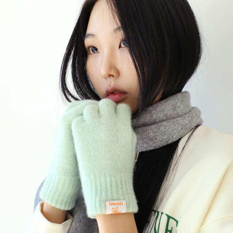 GOCORI SHORT KNIT GLOVES - MELON Knit Gloves Wool Gloves