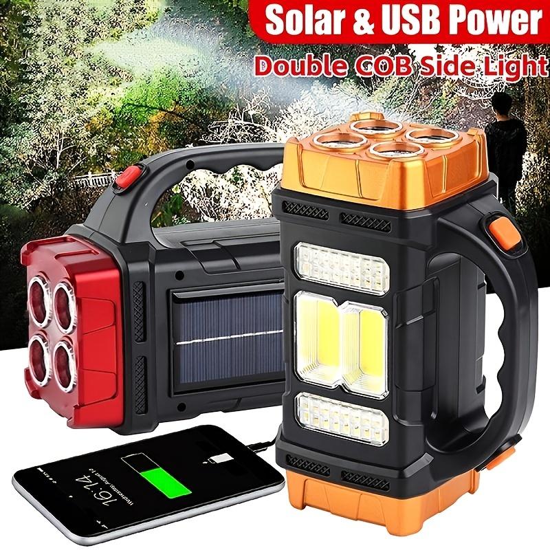 COB Multi Function Solar Spotlight USB Rechargeable Camping Flashlight Portable Lighting