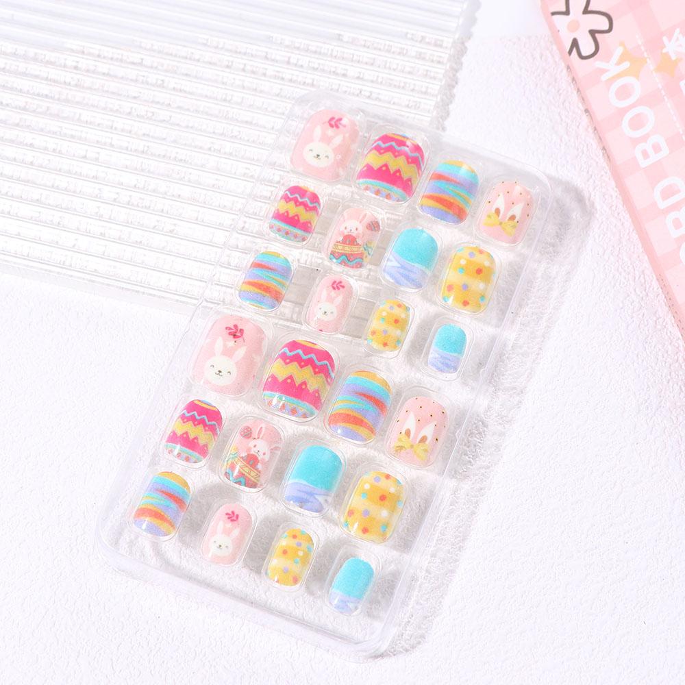 Press On The Nails Children False Nail Fake Nail Tips Nail Art Decoration Easter Kids Fake Nails