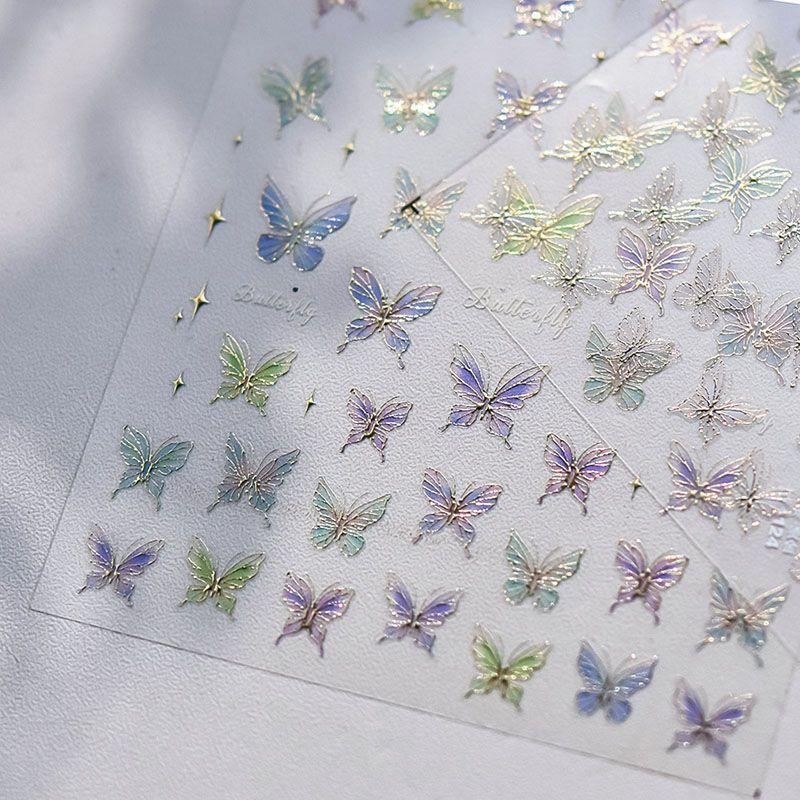 

Bronzing Edge Butterfly Nail Sticker Tomoni Embossed 5D Transparent Color Japanese Style Nail Sticker Dream Nail Beauty Ornament Color Phnom Penh Butterfly 4124((New Bronzing))