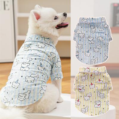 Pet Clothes with Cartoon Puppy Prints Soft Cotton-Feel with Easy Snap Closure Dog Shirt for Spring Summer