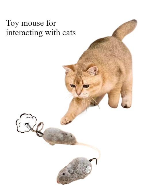 1PC Funny Lifelike Plush Mouse Toy for Cats - Running Rat with Tail, Interactive Pet Toy for Kittens, Dogs, Kids - Random Color