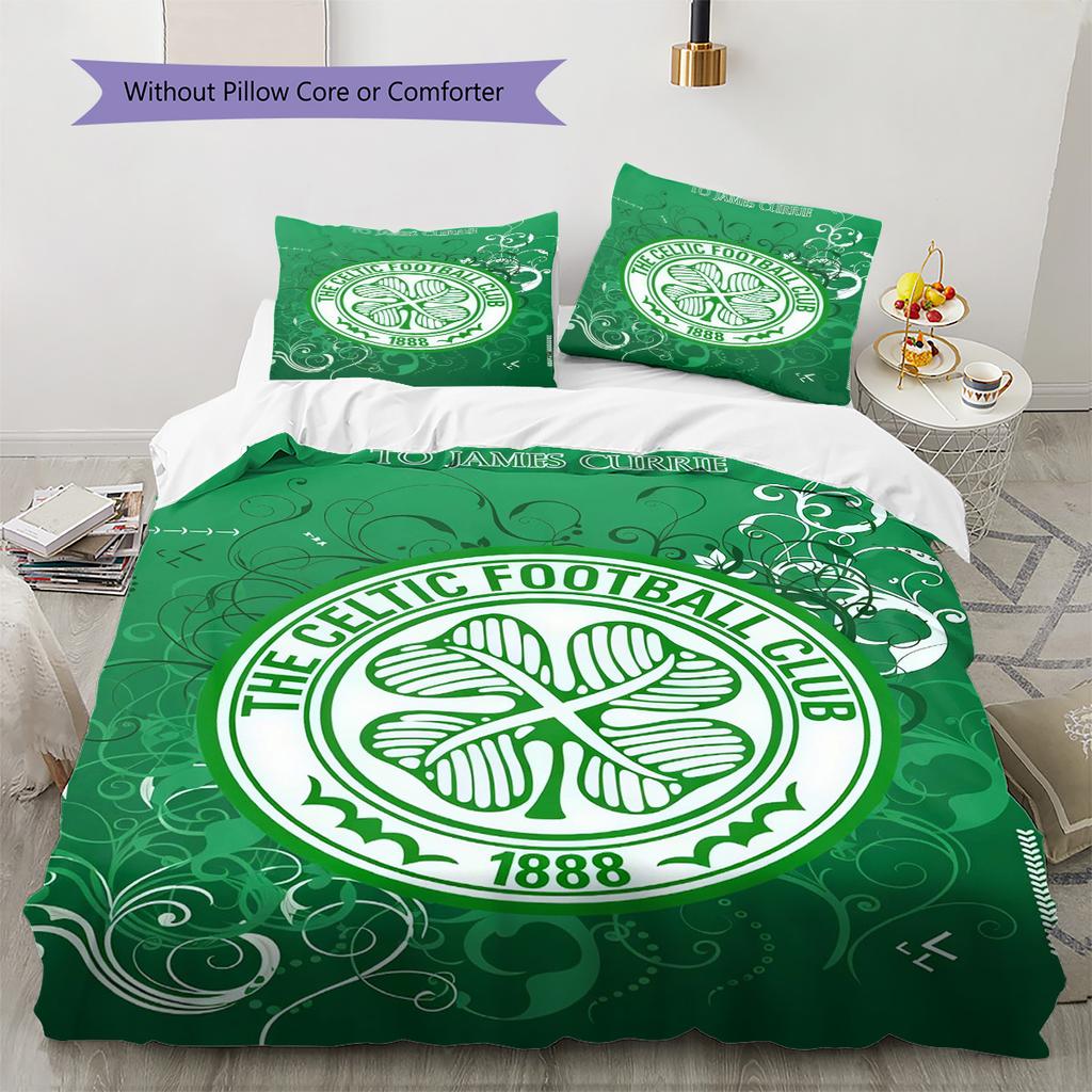 Ensemble de couette Celtic Football Club Housse de couette Taie d'oreiller Décoration de maison Cadeau d'anniversaire (1 housse de couette + 2 taies d'oreiller, sans garniture.)