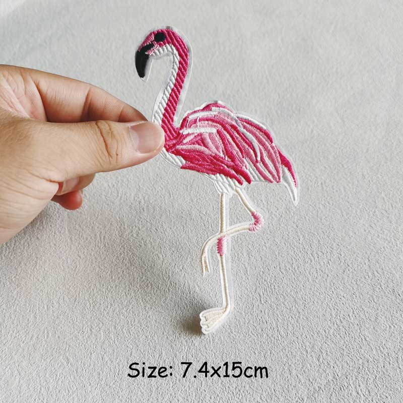 Flamingo Embroidery Patch Sewing Heat Press Appliqued Diy Jeans Clothes Stickers Parches Ropa Iron-On Patches Sewing Badge
