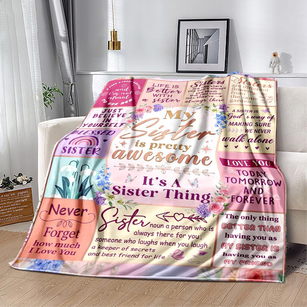 Love And Appreciation For Sister Flannel Blanket-Soft and Suitable for Sofas,Beds,Offices,Travel,All Seasons,Great Gift for Holidays and Birthdays.