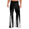 S-3XL Men's 70s Disco Pants Shiny Metallic Sequins, Hippie Vintage Bell Bottoms Flared Pants for Dance Party & Nightclub