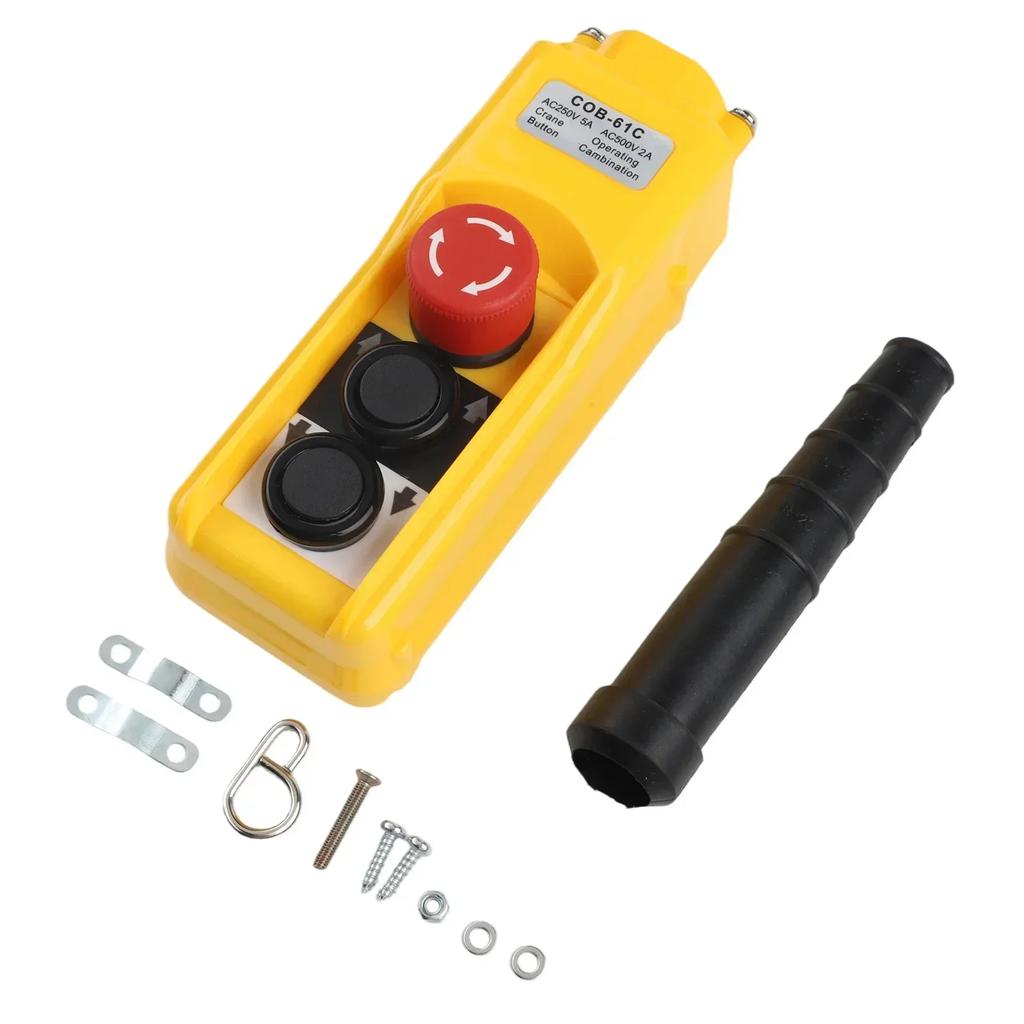 1PC Electric Hoist Switch 220V Screw Terminal Electric Hoist Switch IP54 Lifting Button Box Exigent Stop Button Switches Parts