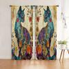 2 Pieces of Bright Artistic Cat and Floral Printed Curtains, Pole Bag Room Decoration, Home Decoration