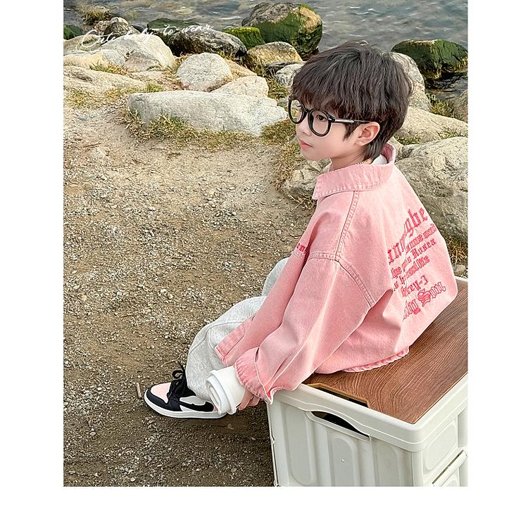 2025 Boys' Denim Jacket - Korean Style, Spring/Autumn, Casual, Thin, Fashionable Top for Kids