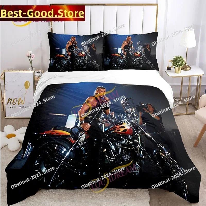 Music Print Duvet Set Johnny Hallyday Full Size Polyester Music Bedding Set DIY Fan Gift Oversized Pillow Cover Quilt Cover